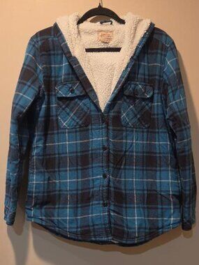 Boston Traders Hooded Sherpa-lined Flannel Shirt Jacket (Shacket)
